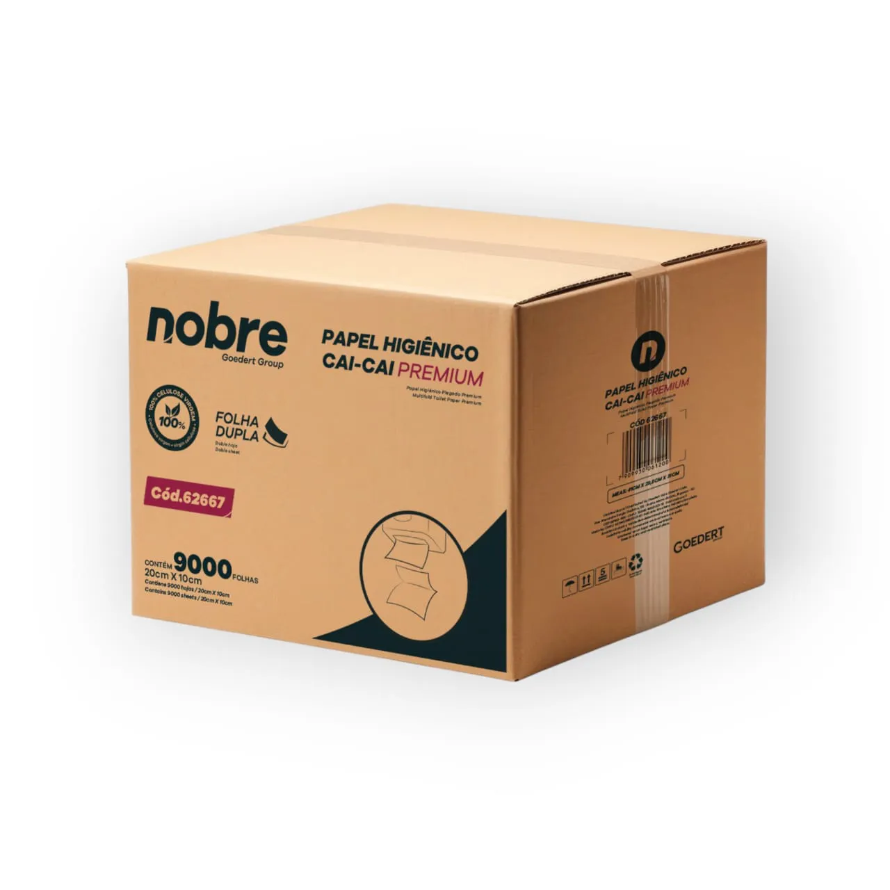 Papel higienico cai cai c/9000fls. 20cm x 10cm (caixa/celulose virgem/f.dupla) Premium - Nobre
